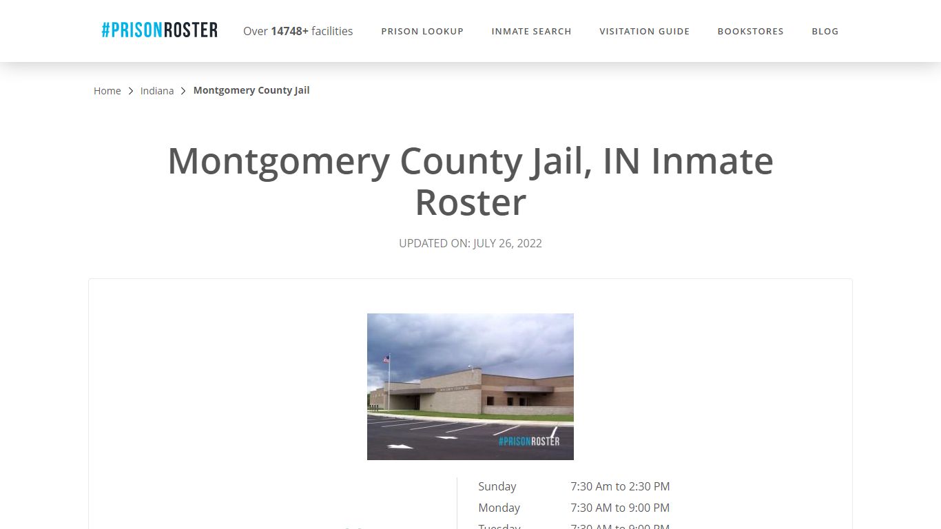 Montgomery County Jail, IN Inmate Roster